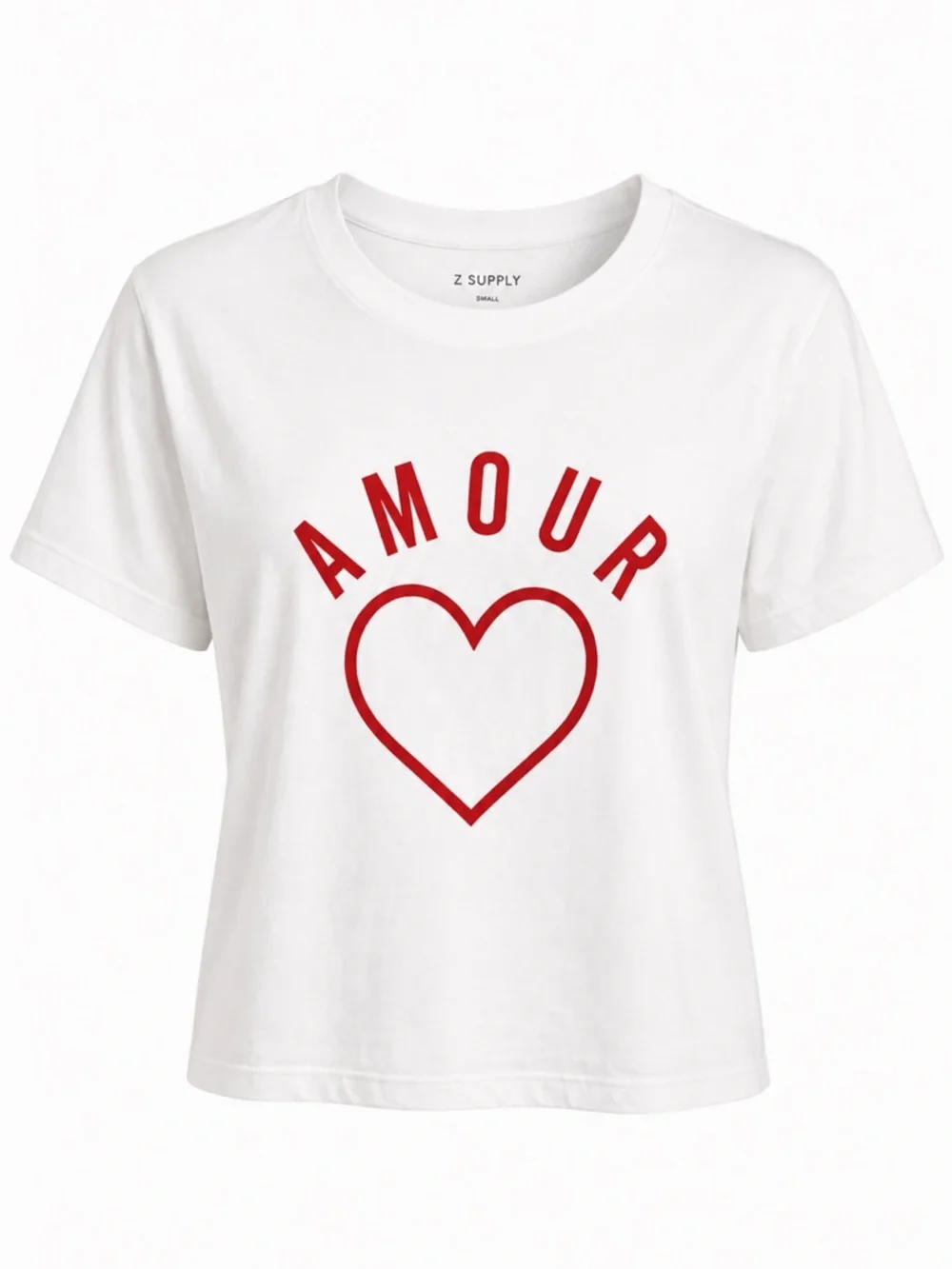 Z Supply Amour Heart Graphic Crop Tee NWT Size Small 100% Cotton